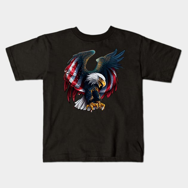 American Eagle Design Kids T-Shirt by Kingdom Arts and Designs